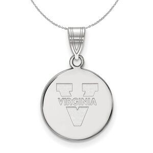 Sterling Silver U of Virginia Medium Disc Necklace - 24 Inch
